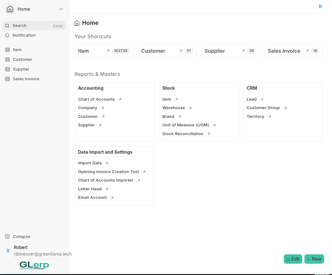GLerp Home Dashboard